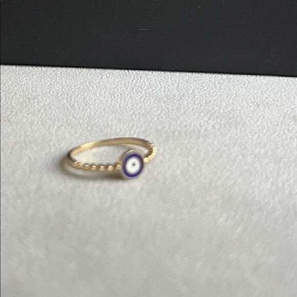 14k real gold evil eye beaded ring size 7 trendy stackable ring perfect gift - Picture 4 of 10